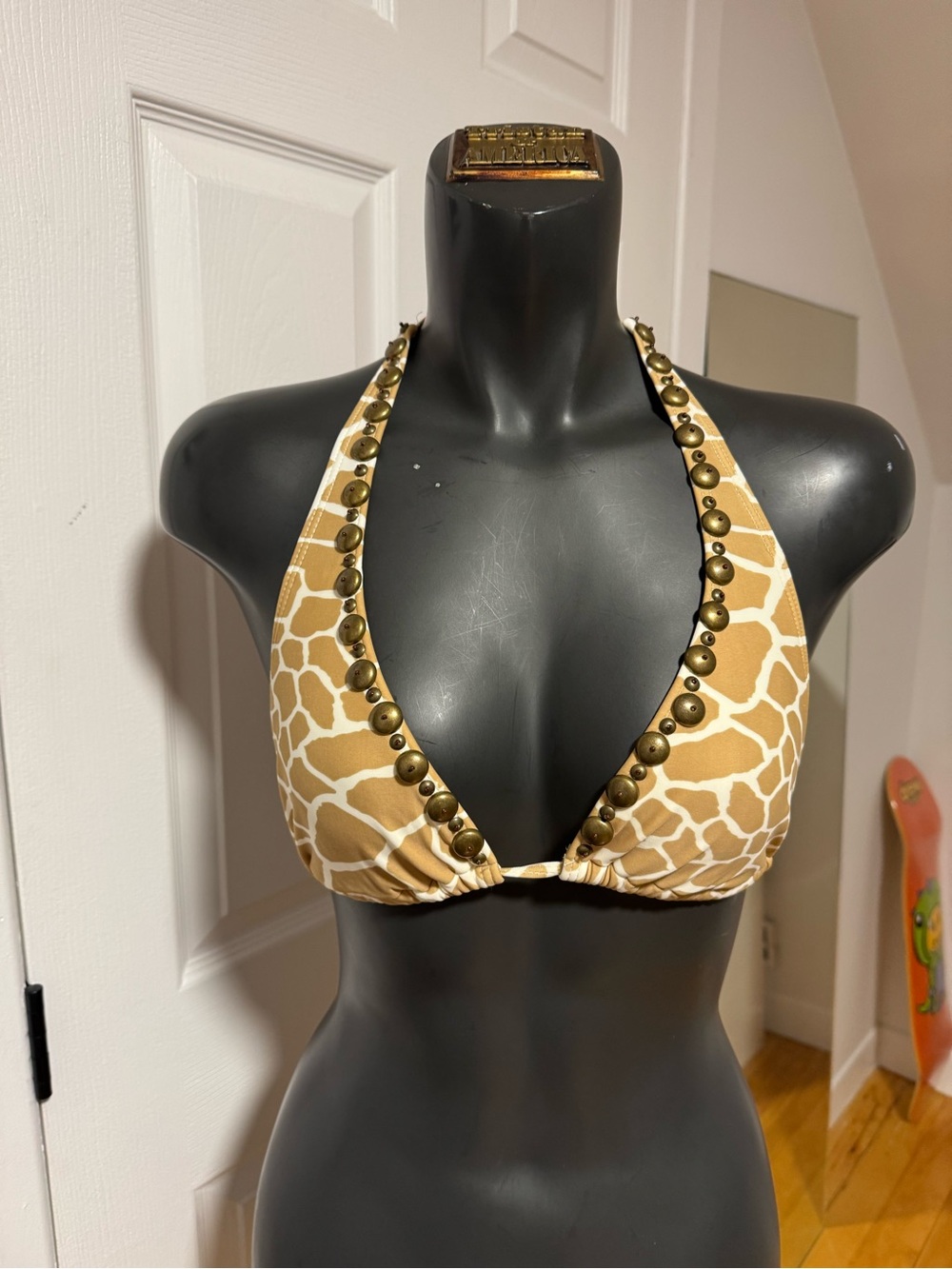 Giraffe Print Halter Bikini Top